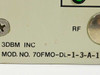 3DBM Inc 70FMO-DL-1-3-A-1 close-up of model number label on rear panel reading 3DBM INC MOD. NO. 70FMO-DL-1-3-A-1