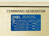 SSEL Command Generator identification label showing P/N 7746600-100, H/W 7746604-100, F/W 7729349-100 Rev A, S/N 011, manufactured by Satellite Support Equipment Laboratories Aurora Colorado