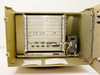 SSEL Command Generator interior with front doors open showing loaded VME card cage with multiple plug-in cards installed and Lambda power supply unit visible at right