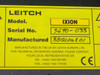 Leitch IXION rear rating label showing Model: IXION, Serial No: 3690-033, Manufactured: BB12L04E01, made in UK by Leitch Europe Ltd.