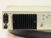 Miteq DN8000/10268 Downconverter – rear left panel close-up showing 120VAC IEC power inlet, 1A fuse holder, heatsink fins, and GND terminal