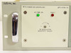 WV Communications 70-01FM-CH FM modulator module front panel showing AC PWR ON green LED, FAULT red LED, and FM Modulation Sensitivity Adjust knob