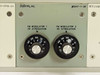3dbm 50AT-1-2R dual RF attenuation module front panel showing FM Modulator 1 and FM Modulator 2 RF Attenuation rotary knobs