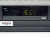 Scientific Atlanta D9224 front display panel showing green LED readout displaying 555, SIGNAL and ALT indicators, DVB logo, and PanAmSat asset tag