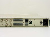 Leitch VGD-3200E rear panel detail showing Bypass In, Video In, Status Out, Video Out BNC connectors plus Data Out RJ port, AUX Data, GPI, and power rating label 117VAC 35VA 60Hz