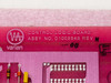 Varian Control Logic Board close-up of silk-screen label reading ASSY NO. 01002543 REV M with Varian logo