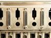 Cubix LCS Resource SubSystem rear expansion slot detail showing four DB25 female connectors and two DB9 male connectors on card brackets