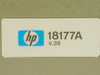 HP 18177A label close-up showing Hewlett-Packard logo, model number 18177A, and V.35 designation