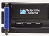 Scientific Atlanta D9223 front panel close-up showing Scientific Atlanta logo, STANDBY, CHAN down, and CHAN up buttons