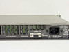 ISIS Group RTS-201 – close-up of rear right section: balanced audio terminal strip inputs, buffered audio monitor, Audio Out, DB9 EXT CONTROL, Power B IEC inlet, UL listing label