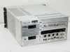 Scientific Atlanta D-9110 rear panel showing BNC video connectors, audio connectors, RJ45, DB9, and dual IEC power inlets