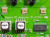 Close-up of Zarak Abacus PIF Assembly 81-01502 PCB showing OKI M75S1 IC, SPT042 PRCM transformers, and printed board identification text