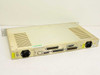 STS D61486-01 Serial Summary Alarm rear panel showing dual IEC AC power inlets and multiple D-sub connector ports
