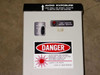 Lexel 95-5 laser output aperture panel with beam attenuator (Closed/Open), Laser Radiation Emission Indicator, and DANGER Class IV 8W CW Argon warning label