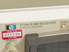 HP 3712A IF/BB Receiver label close-up showing model number and Hewlett-Packard branding, with property ID tag 201596