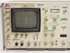 HP 3712A IF/BB Receiver front panel detail showing CRT display, Y1/Y2 display controls, BB Level, Spectrum, Sweep Source, and digital LED frequency readout