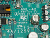 Sony ANL-42 1-689-131-11 close-up of board silkscreen showing model number, Sony logo, UL mark, and 4A/125V rating