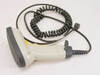 Symbol LS 4000i LS4005I-I117 handheld laser barcode scanner – left side view with coiled RJ-45 cable