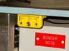 HyBond 616-12 work table edge showing Vermaison Earth Bonding Point (1 MΩ) and Bonder No. 19 identification label