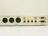 MPression front panel close-up showing AUDIO IN (Analog XLR L/R, AES/EBU XLR L/R), AUDIO OUT (SPDIF, LTC, RCA), and CONTROL section (RS422, RS232 DB-9 ports)