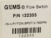 Gems 122355 Flow Switch - FS-4, Ryton, SPDT, 0.75 GPM