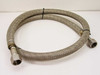 Consolidated Precision Corp B-8000-016-096 1.5-inch braided stainless steel vacuum hose, 8 feet long, coiled view showing full length and both end fittings