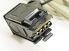 Close-up of IBM 73G8856 proprietary POS connector showing gold pins, locking tabs, and date code 05/94 marked AWX