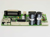 Zebra 402420-001 printer motherboard rear three-quarter view showing DB25 connector, USB port, capacitors, and multiple ribbon/stepper motor header connectors