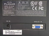 Rear label of Planar PE1700-BK showing model PE1700-BK, part number 997-2885-00, input 12V DC 3.5A, FCC and UL markings, DC IN barrel jack, and VGA Analog IN port