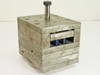 Spring Loaded CD Disk Inner Torsion Unit 20725 – front-right three-quarter view showing stainless steel laminated body and two blue torsion springs in open slot