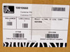 Zebra 10010660 box label showing part number, 3 rolls per box, 2-23/64" wide continuous size, model 66018RM, made in USA