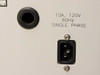 Phase Metrics Lamphouse power inlet panel showing 10A 120V 60Hz Single Phase rating and IEC C14 AC inlet connector