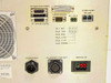 Gasonics Scorpion DC Section rear panel close-up — P1 Wave Guide connector, P2 Service Port (DB25), COM3 RS-232 (DB9), DL1-DL6 voltage logic lines labeled, COM2/COM1 RS-485 port, Hi-Volt Out, Filament/Fan Out multi-pin connectors, 208VAC input