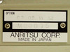 Anritsu ME3401A rear label showing Options 02 03 11 42 installed and serial number M33075, Made in Japan by Anritsu Corp