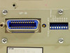 Anritsu ME3401A rear panel close-up showing GP-IB (GPIB/IEEE-488) connector and DIP switch address settings with Options label