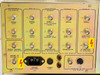 Riber TCA 380 rear connector panel close-up showing labeled BNC jacks for Electrometer, Lock-In, Recorder, Interface R, Interface C, HV, Grid Optics, and Peak Selector