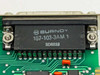 Close-up of Burndy 107-103-3AM1 connector label showing brand name, part number, and SD8833 date code on DB25 bracket connector