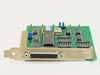 Burndy 107-103-3AM1 ISA controller card – angled three-quarter view showing PCB component layout, crystal oscillator, and DB25 female bracket connector