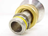 KF vacuum adapter close-up of stainless tube end showing yellow O-ring groove and knurled brass nut detail