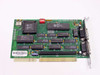 Artisoft E2M159235 LANtastic 2 Mbps 16-bit ISA network adapter — component side showing Artisoft ICs, DIP switch block, and dual DB-9 bracket connectors