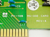 DTK PII-108 RS-232 Card Rev-4 close-up – PCB label showing DTK logo, model number PII-108, RS-232 CARD designation, REV-4, and QC OK sticker