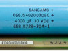 Sangamo capacitor close-up – part number 066JS402U030BE, 4000 uF 30 VDC, reference 658 8728-304-1