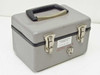 Scientific Atlanta A931 DS3/DS1 Waveform Test Set travel case closed showing latches, carry handle, and sales/service contact sticker
