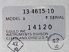 Gould 13-4615-10 model label – serial number 14120, Gould Inc. Instruments Division, Cleveland Ohio USA