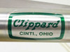 Close-up of Clippard label on cylinder body reading 'Clippard, Cinti., Ohio'