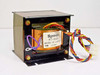 Sysmex PT-043 power transformer front-left view showing copper winding core, label, and multi-color wire harness