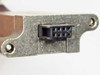 Closeup of female 8-pin connector on DEC BC26V-12 cable showing black plastic 8-pin housing in metal bracket