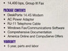 Microcom DeskPorte 14.4S box panel showing package contents: modem, AC adapter, RJ-11 cable, software, documentation; 5-year warranty noted