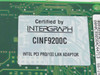 Intel CINF9200C label close-up – Certified by Intergraph, Intel PCI PRO/100 LAN Adaptor