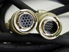 Both JAE SRCB06A16-14S circular multi-pin connector ends side by side, face view showing pin layout
